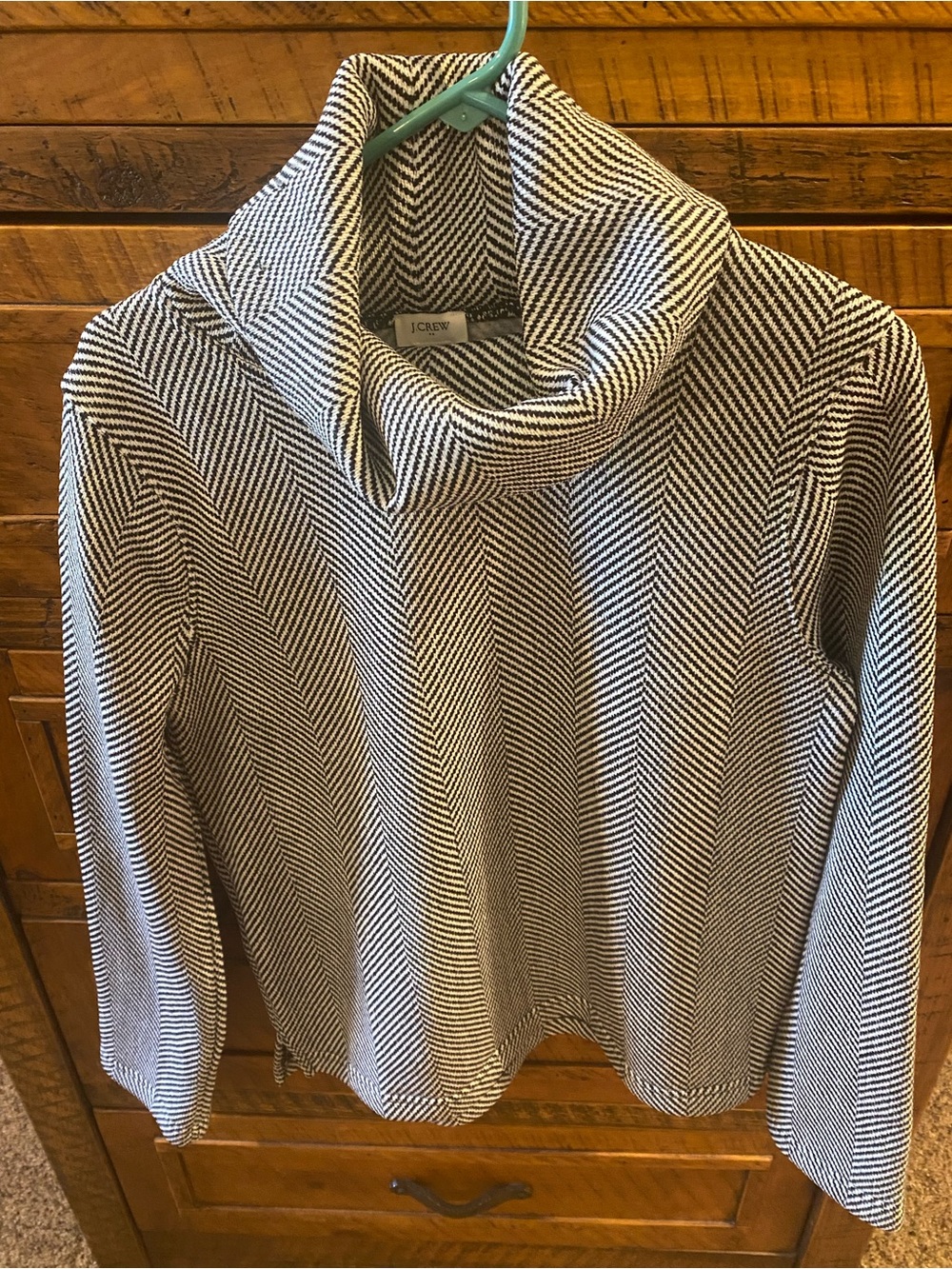 J.Crew black and white houndstooth cowl-neck sweater/sweatshirt